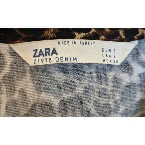 Zara Animal Print Button Front V-Neck Long Sleeve Viscose Shirt Dress Small - Picture 10 of 10